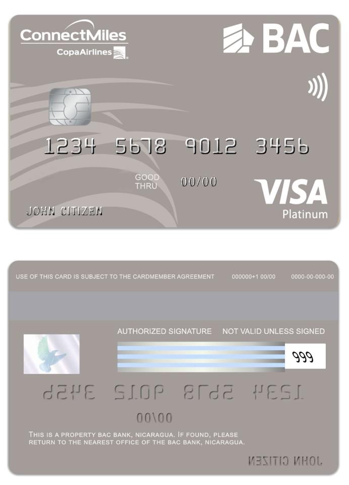 Nicaragua BAC Bank visa platinum card